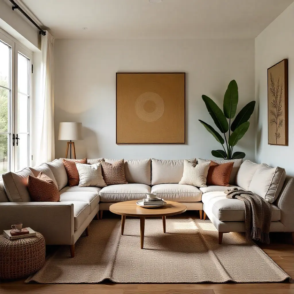 Beautifully decorated living room with textile accents by Pryxthelphdhimon