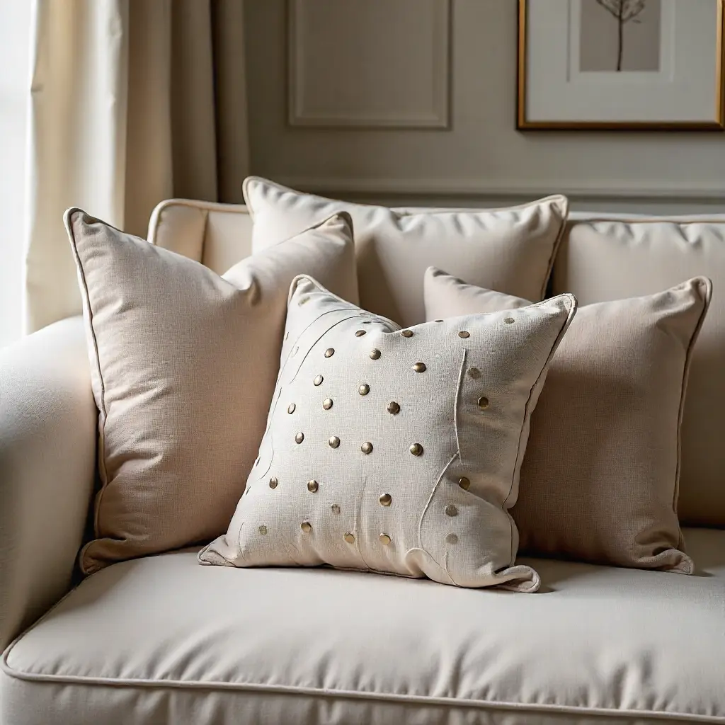 Coordinating decorative cushions and throw pillows